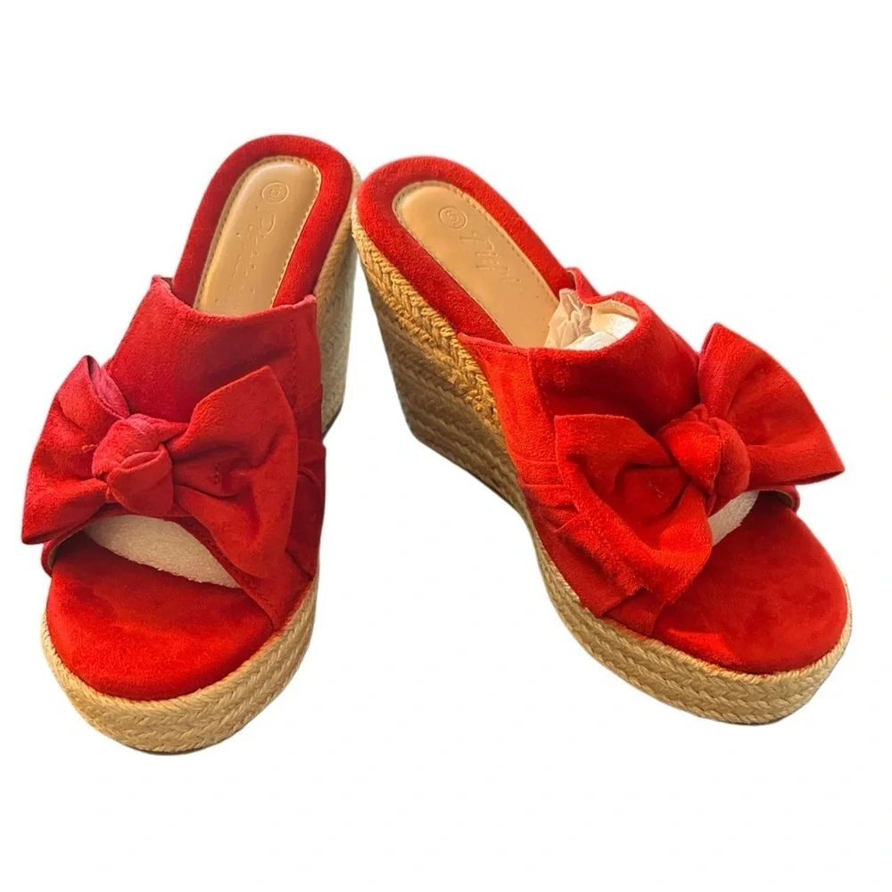 NEW WOMENS PIEPIEBUY PLATFORM ESPADRILLE SLIP ON WEDGE SANDALS  SIZE 6